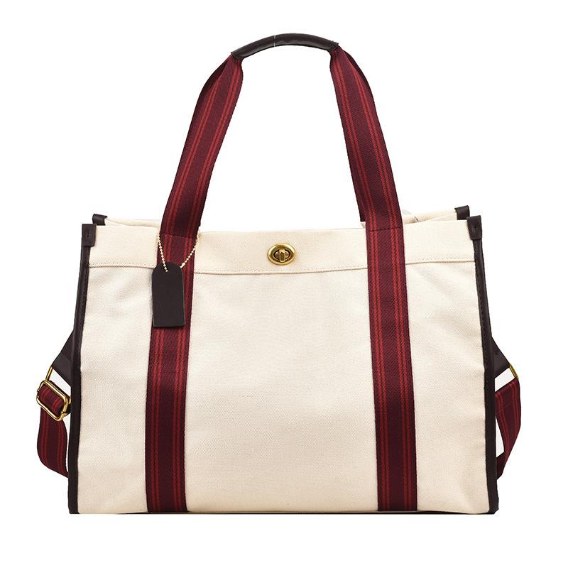Large-capacity simple tote bag spring and summer new high-end texture contrasting color portable shoulder bag