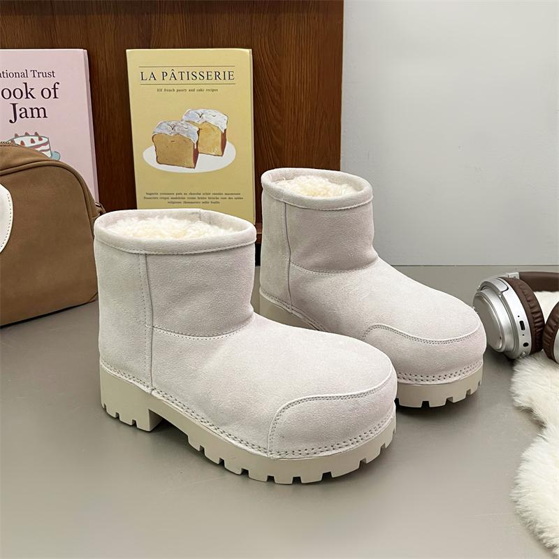 Winter-Schneestiefel aus Wildleder, Knöchelschuhe, klobige Schuhe für Damen, Plüsch, warme Baumwollstiefel, Luxusmarke, Absätze, Chelsea, lässig, Botas Mujer