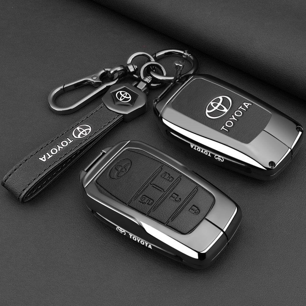 Leather Car Key Fob Case Cover Shell for Toyota Tacoma Fortuner Corolla Venza Grand Highlander RAV4 XSE Prime Land Cruiser Hilux