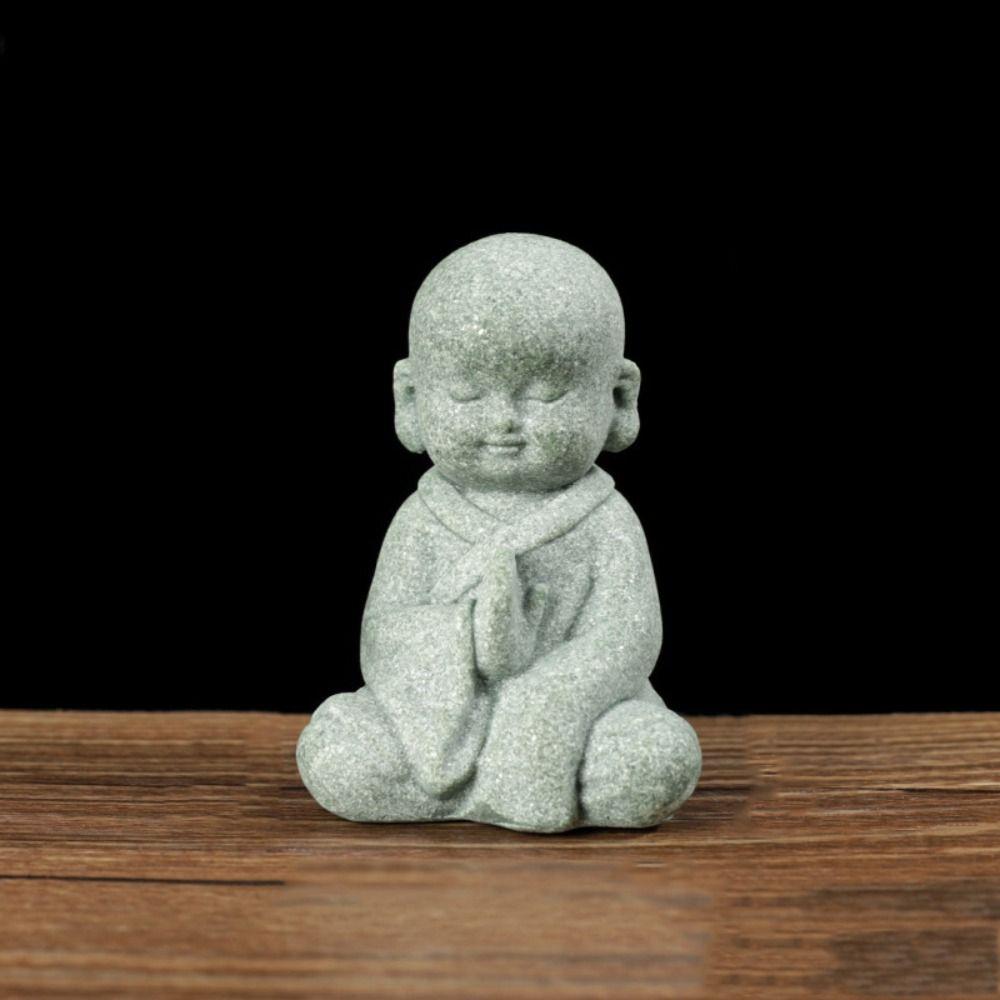 DIY Little Monk Ornament Chinese Style Buddha Statue Mini Bald Monk  Fish Pond Landscaping