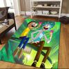 Rick and Morty Flannel Pattern Square Carpet,Area Rug,Carpet Rug for Living Room Bedroom Sofa Playroom Decor,Non-slip Floor Mat