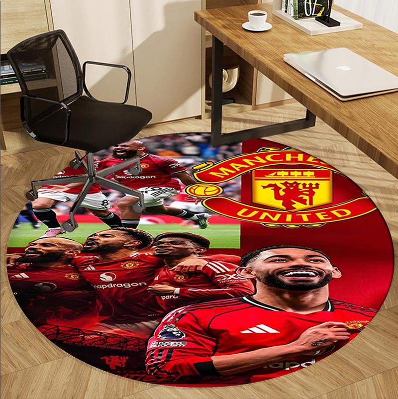 Tappeto Rotondo con Fantasia Football United F.C, Tappetino da Interno/Esterno, per Picnic, Sala Giochi, Camera da Letto, Ufficio, Soggiorno, Tappeto Decorativo per la Casa, Regalo di Compleanno