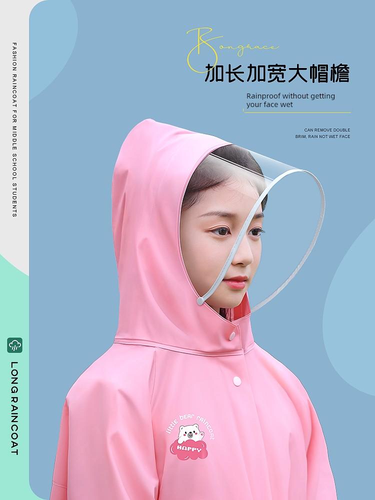 Children's Raincoat for Boys and Girls, Students, with a Special Section for School Bags, Long Full-Body Raincoat for Older Kids, Rainproof Against
