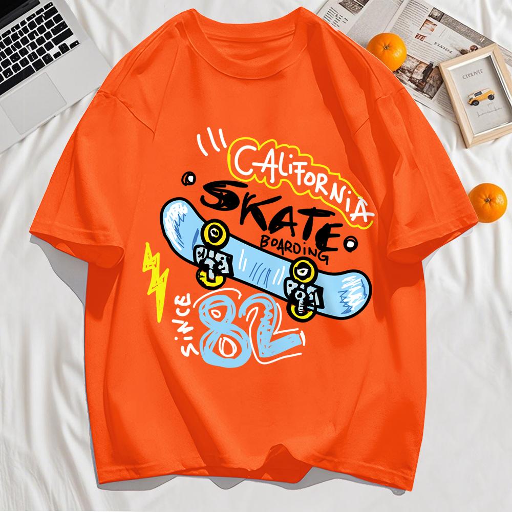 California Skate Number 82 Printing Tee Shirts O-Neck Summer Streetwear Oversize Soft Cotton Clothing T-Shirt