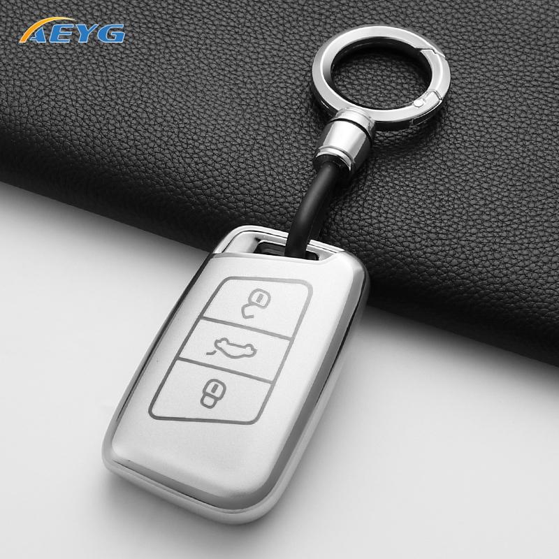 Soft Tpu Car Key Case Protector Accessories For Vw Volkswagen Passat B8 Tiguan Magotan Golf For Skoda Kodiaq Superb A7 Keychain