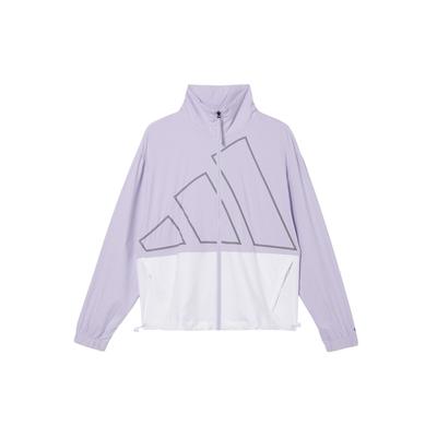 Vintage Sports Stand Collar Color Block Logo Print Casual Training Jacket Women Jacket Light-Purple GL5620