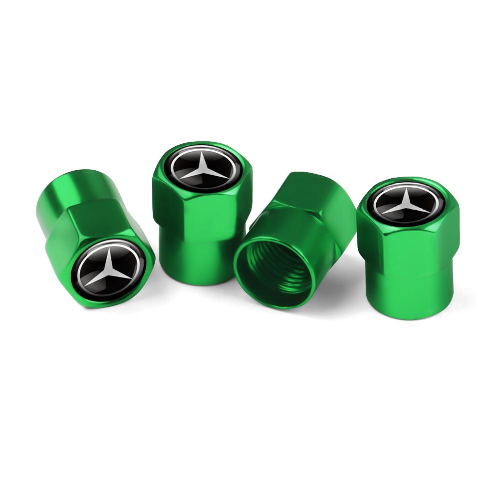 4pcs Metal Car Badges Wheel Tire Valve Caps Covers Car Accessories For Mercedes Benz New A/B/C/E/S Class C200L GLC AMG W212 W213 STUVW1