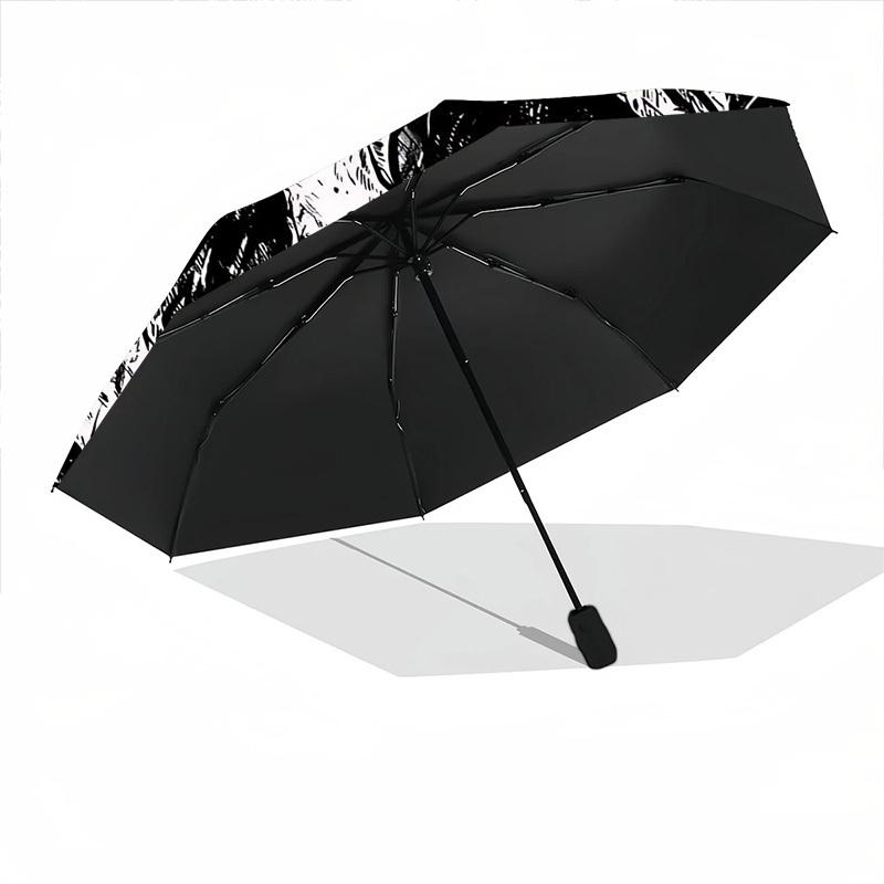 1pc Skull Emblem Automatic Folding Umbrella - Windproof Compact Travel Umbrella with Auto Open/Close, 8-Rib Heavy-Duty Shaft for Women/Men A040