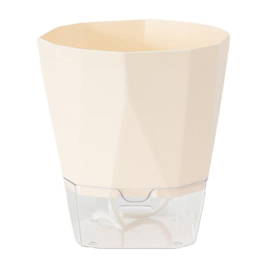 

Самополивающийся горшок для растений с боковым портом для долива воды Прозрачный резервуар Современный цветочный горшок с фитильными веревками для декора дома и офиса 12.5cm слоновая кость