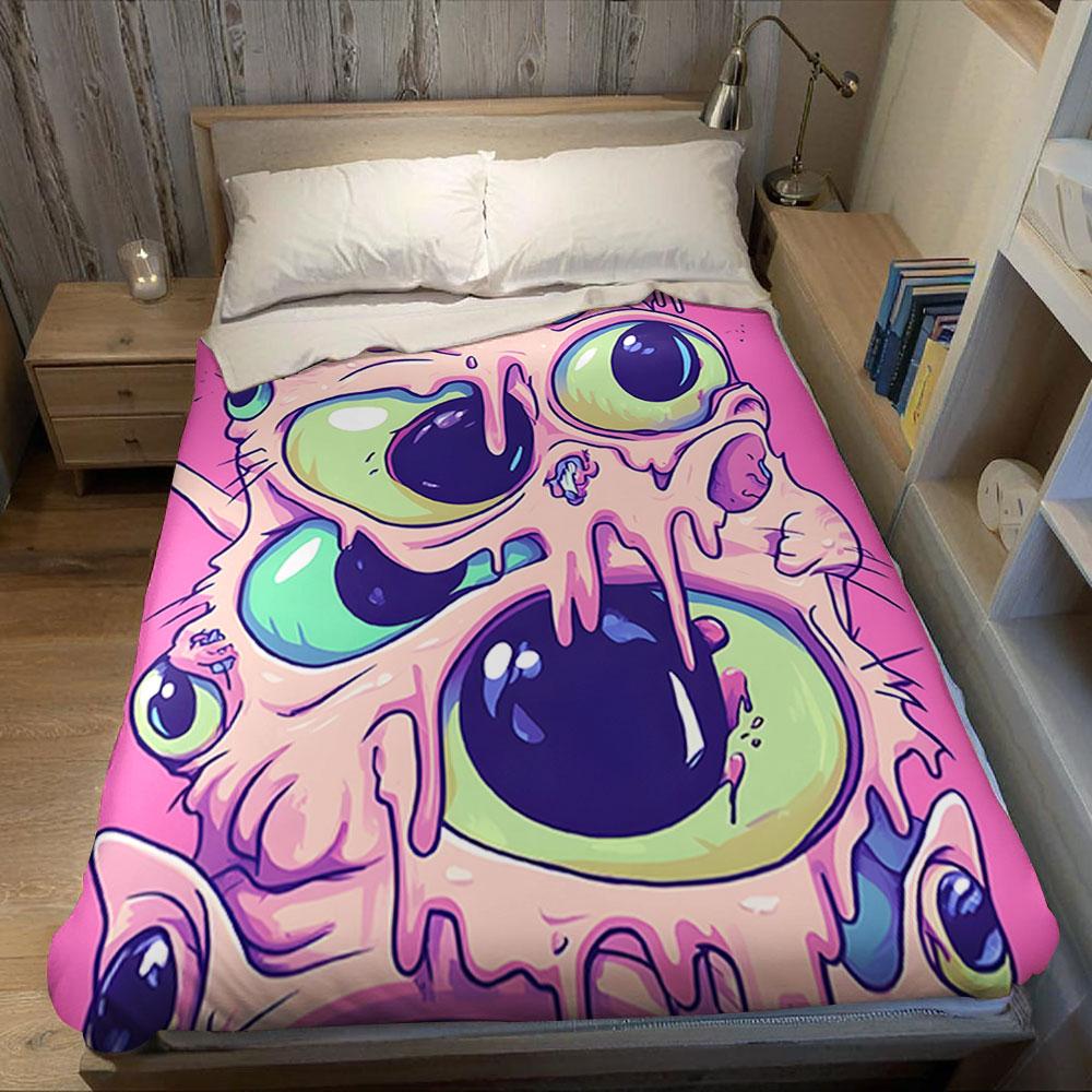 Pastel Zombie Monster Drip Printed Blanket Suitable for Sofas Beds Offices Travel Camping Chairs Warm Plush Blanket