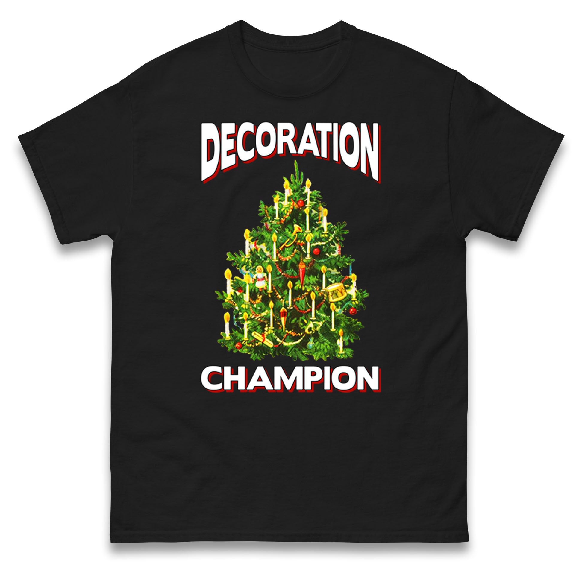 Decoration Champion Christmas Tree Mens T Shirt Womens Tops Tees M