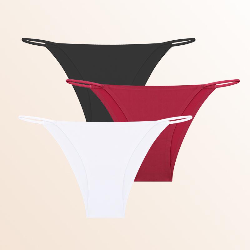 3Pcs Seamless Ice Silk Underwear New Color Sexy Thin Strap Briefs Girls Low Waist Breathable Panties No Trace Lingerie