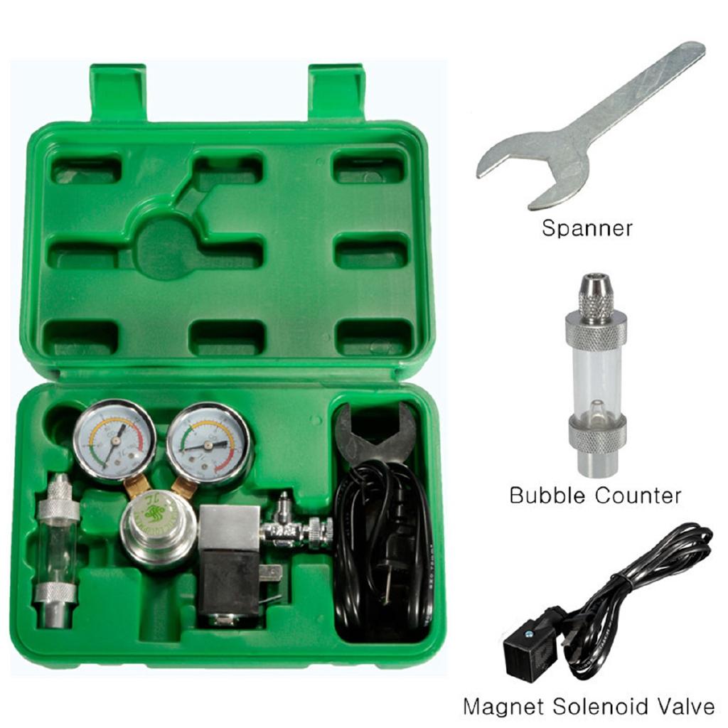 New Co2 Equipment Regulator Magnetic Solenoid Two Gauge Bubble Counter for Aquarium Service 220V To 240V