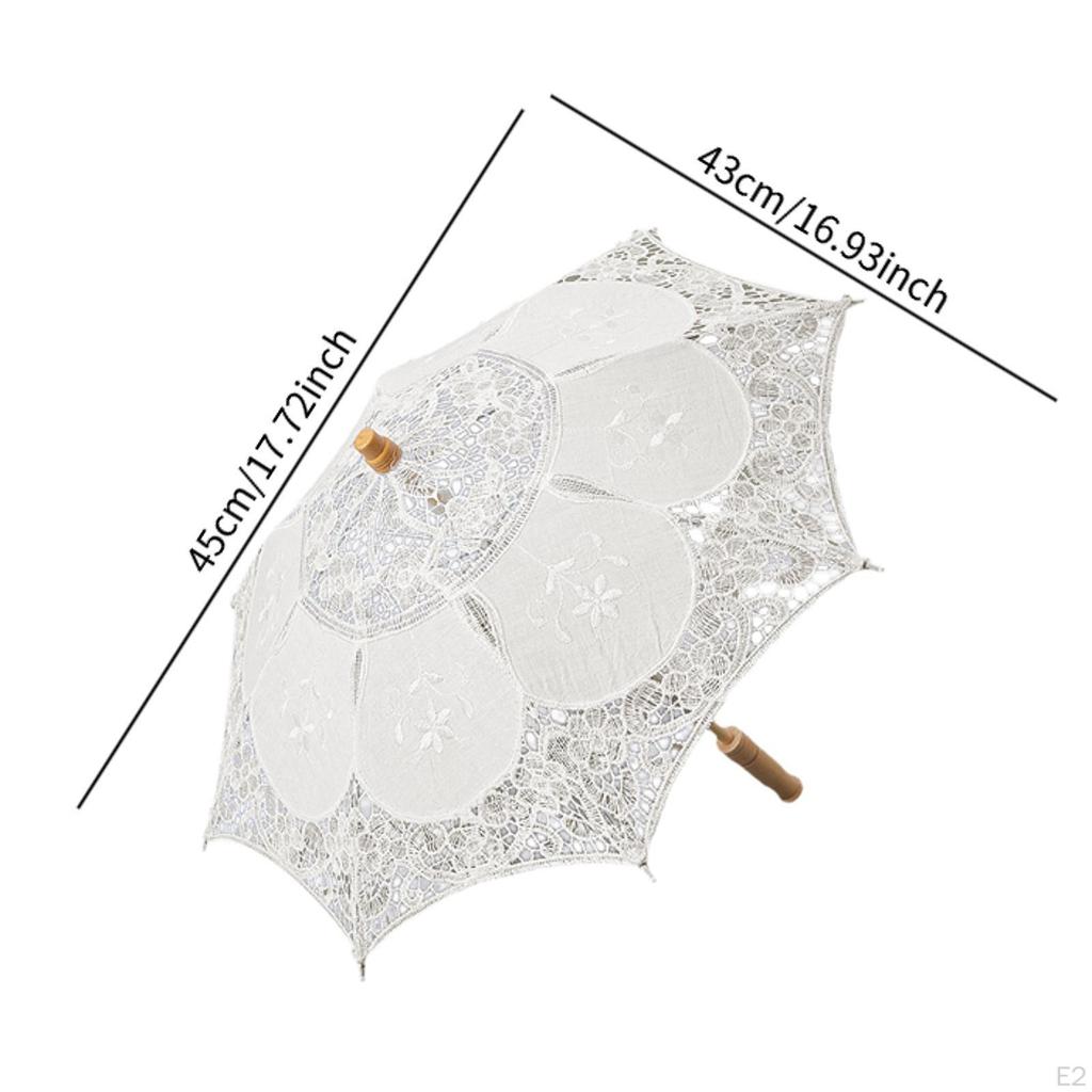 Lace Wedding Umbrella Photo Prop Wooden Handle Creative Lightweight Costume Accessory Bridal