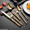 Light Luxury Stainless Steel Tableware Embossed Floral Pattern Knife Fork Spoon Set Durable Silverware for Home Restaurant