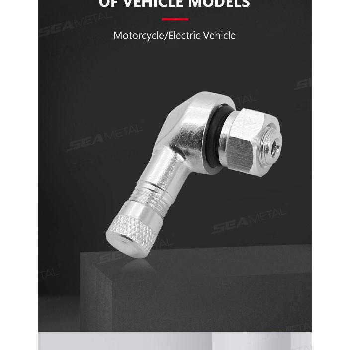 SEAMETAL 2PCS Universal Motorcycle Wheel Tire Valves Stem Cap Air Tire Cover 90 Degree CNC Aluminum Alloy Tubeless Valve Stems Valve Stems 1