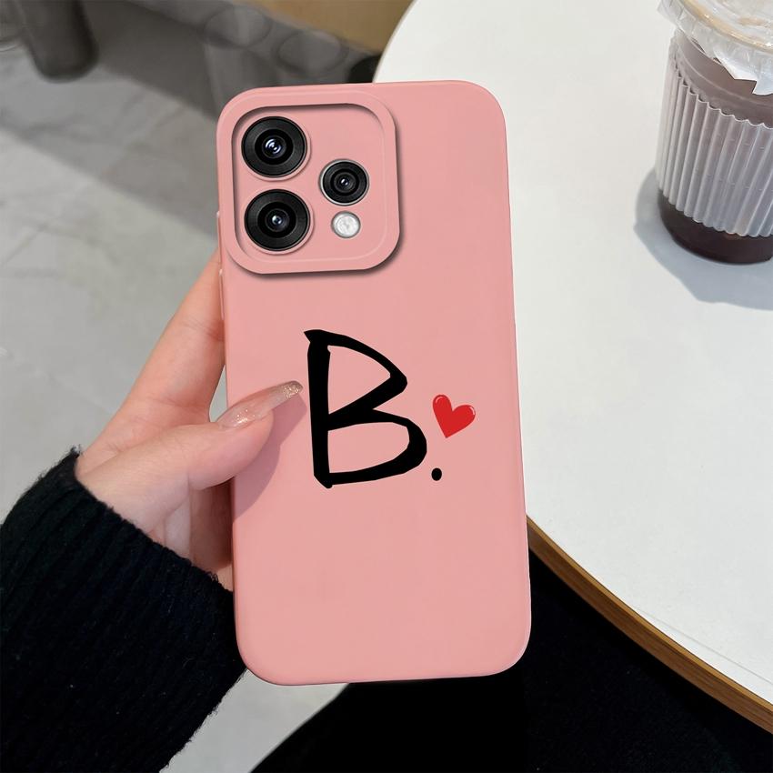 Cute Red Love Heart Letters Pattern Phone Cover For Oppo Reno 15 14 13 12 11 Pro 15F 14F 13F 12F 11F 5G Shockproof Silicone Camera Lens Protector Case