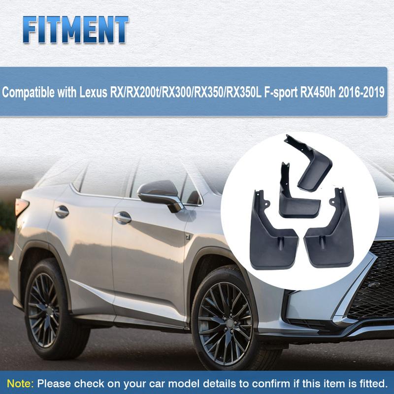 Splash Guards Mud Flap Car Mud Flaps Black Wheel Fender Mudflaps for Lexus RX RX200t RX300 RX350 RX350L F-sport RX450h 2016-