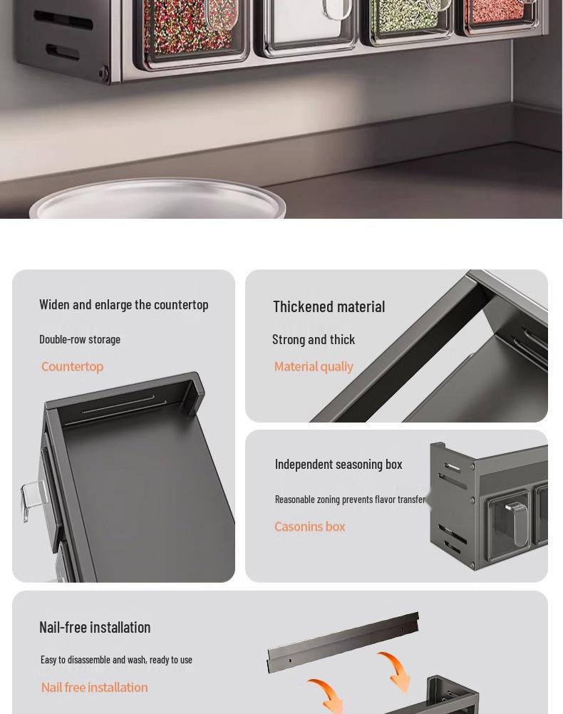 Wall-Mounted Kitchen Spice Rack: Multifunctional Organizer for Condiment Jars and Bottles