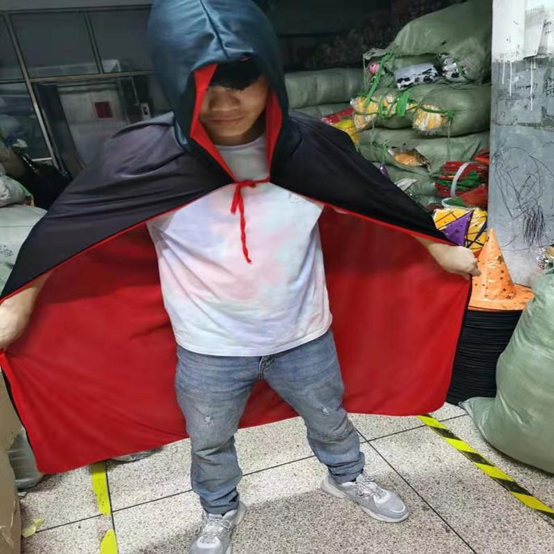 Halloween cape double layer red and black children's cape wizard cape vampire cape double sided devil adult cape