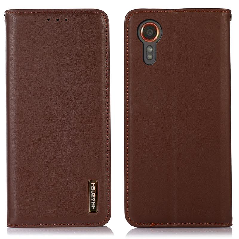 For Samsung Galaxy Xcover7 Genuine Cow Leather Case Phone Wallet Stand