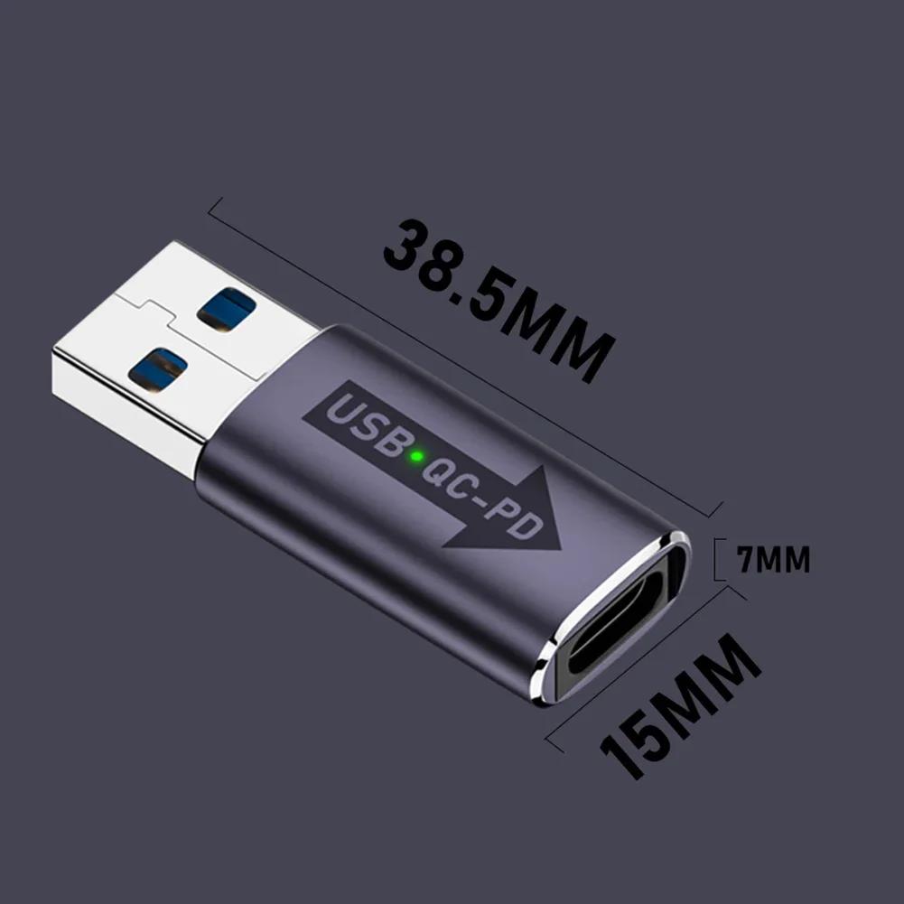 Type A To Type C Charger Converter QC 4.0 USB 3.1 To PD Type-C Adapter USB3.1 10Gbps USB Charging Adapter with Indicator Light