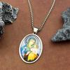 Virgin Mary Baby Jesus Glass Medal Pendant Necklace for Women Men Stainless Steel OUR LADY Catholic Amulet Chain Jewelry Gift