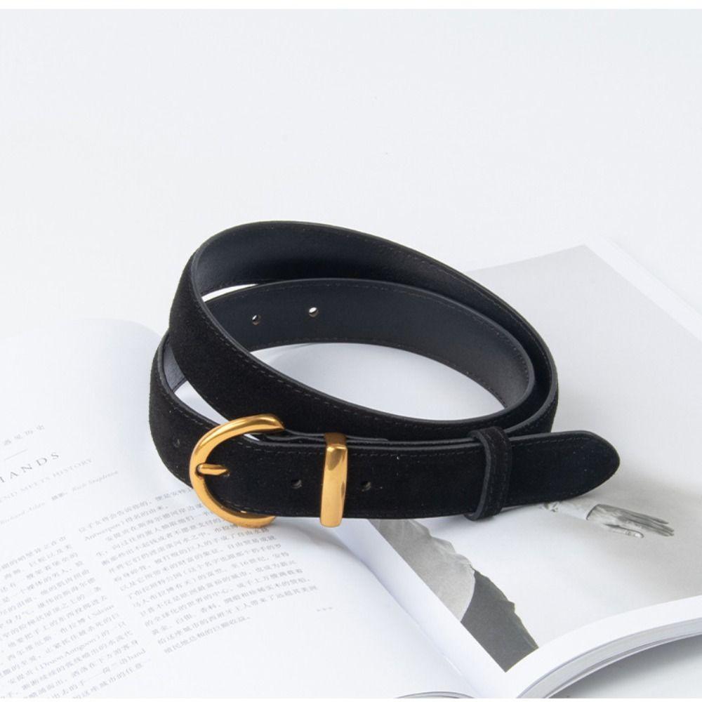 Luxury Design Pin Buckle Waistband Trendy Trouser Dress Belts Women Suede Leather Belt