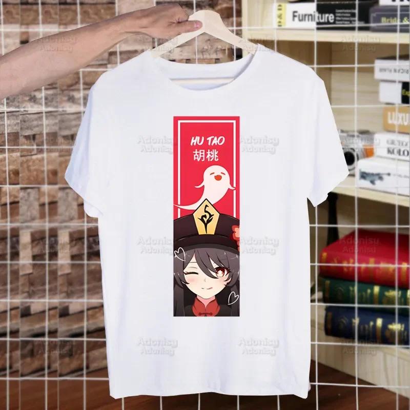 Genshin Impact HuTao Cartoon Kawaii  Unisex's Tshirt Cute Shirt  Unisexs Fashion T-Shirt For  Unisex Casual Tops Short Sleeve Shirt