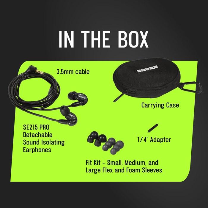 Shure Earphone SE Series SE215 In-Ear High Isolation Clear SE215-CL-J Black (1 Pair)