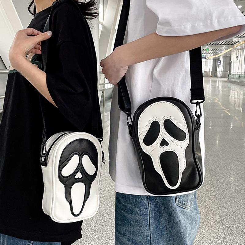 Trendy Ghost Skull Crossbody Bag Small Pu Shoulder Bag For Men And Women