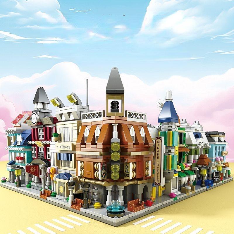 Tienda Street View, bloques de construcción de castillos para niños, maquetas de casas, rompecabezas, castillo ensamblado, juguete, regalo de Navidad