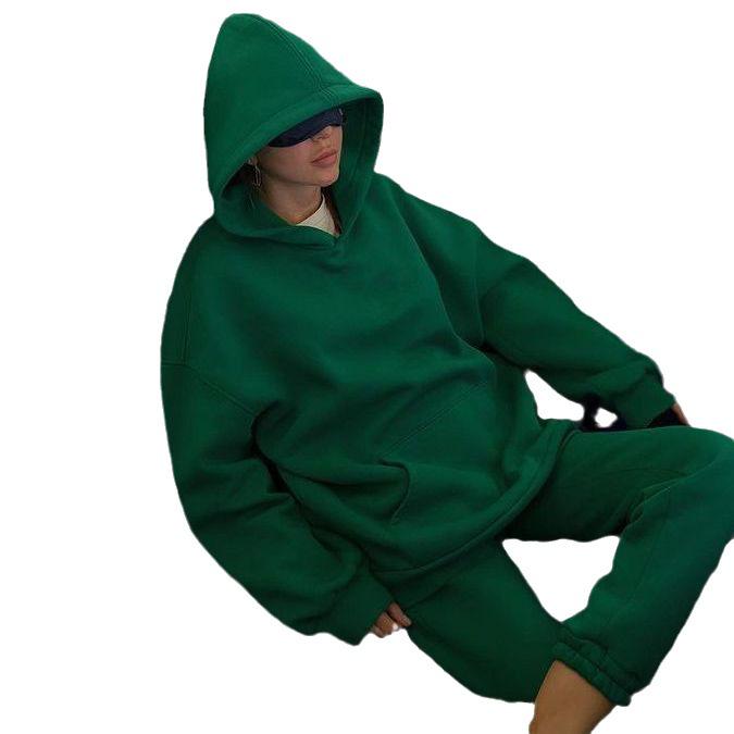 2024 Autumn Women's Plus Size European & American Sports Set - Casual Two-Piece Hoodie