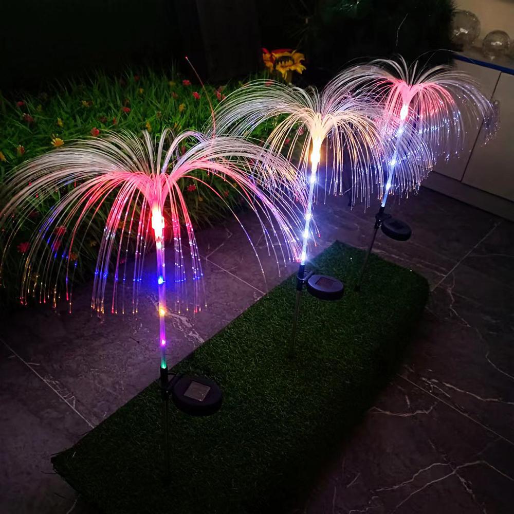 2Pcs 7-Color Changing Solar Power Jellyfish Light Lamp Outdoor Garden Decoration