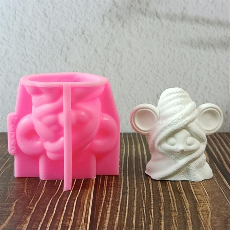 3D Bathrobe Mouse Figurine Silicone Molds for Candle Soap Chocolate Candy Cake Fondant Decoration Gypsum Silicone Molds