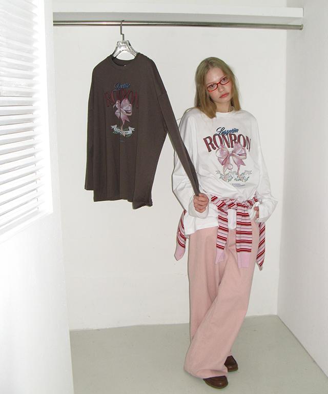 RONRON Vintage Double Ribbon Long Sleeve White