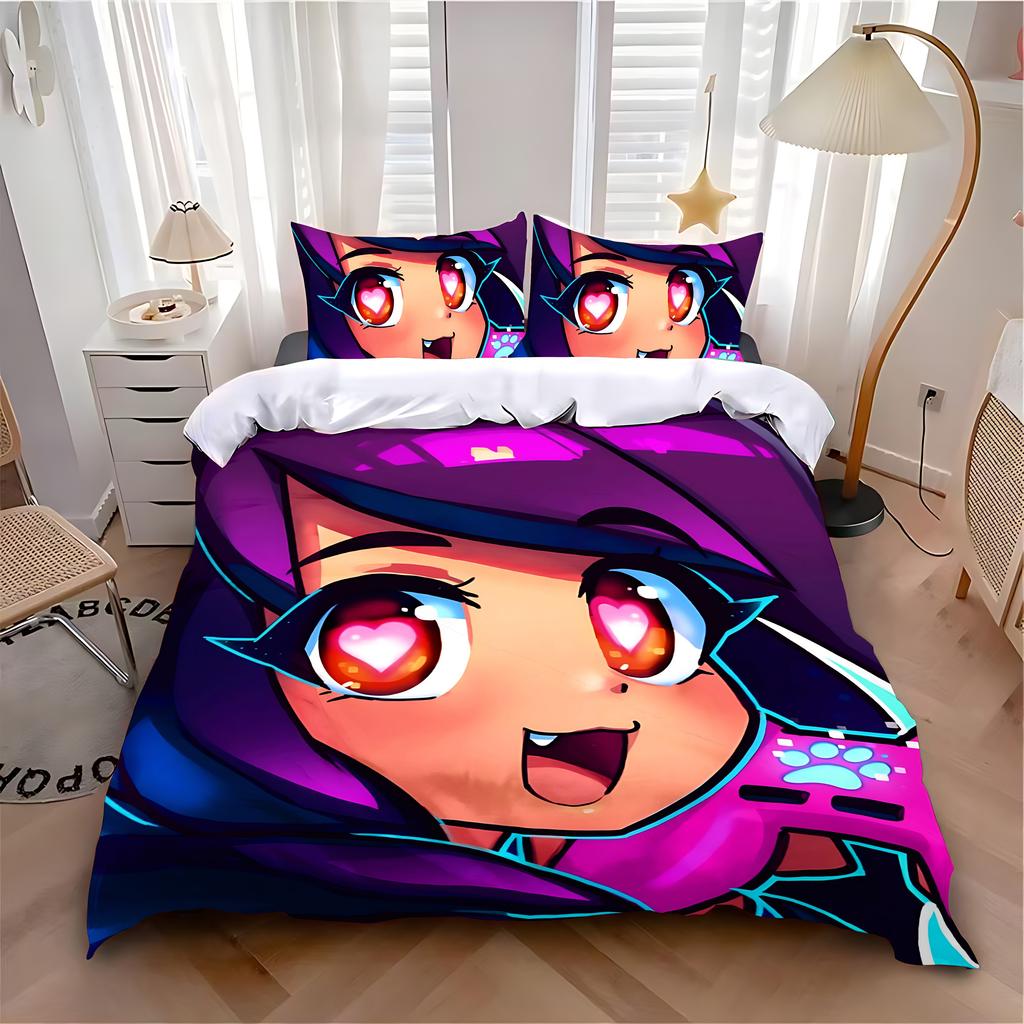 Duvet Cover Pillowcase Bedding Set Anime Aphmau with Wings Adult Boy Girl Bedroom Decoration Children Single Double Large Size