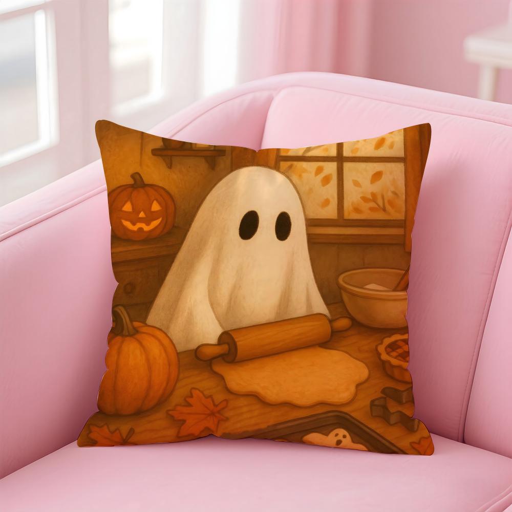 Halloween Funy Abstract Art Cushion Cover Linen Pillowcase Cover Soft Decor for Sofa Home Room