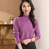 Women's Slimming Half-High Neck Knit Sweater - Long Sleeve Stylish Base Layer for Autumn/Winter 2026