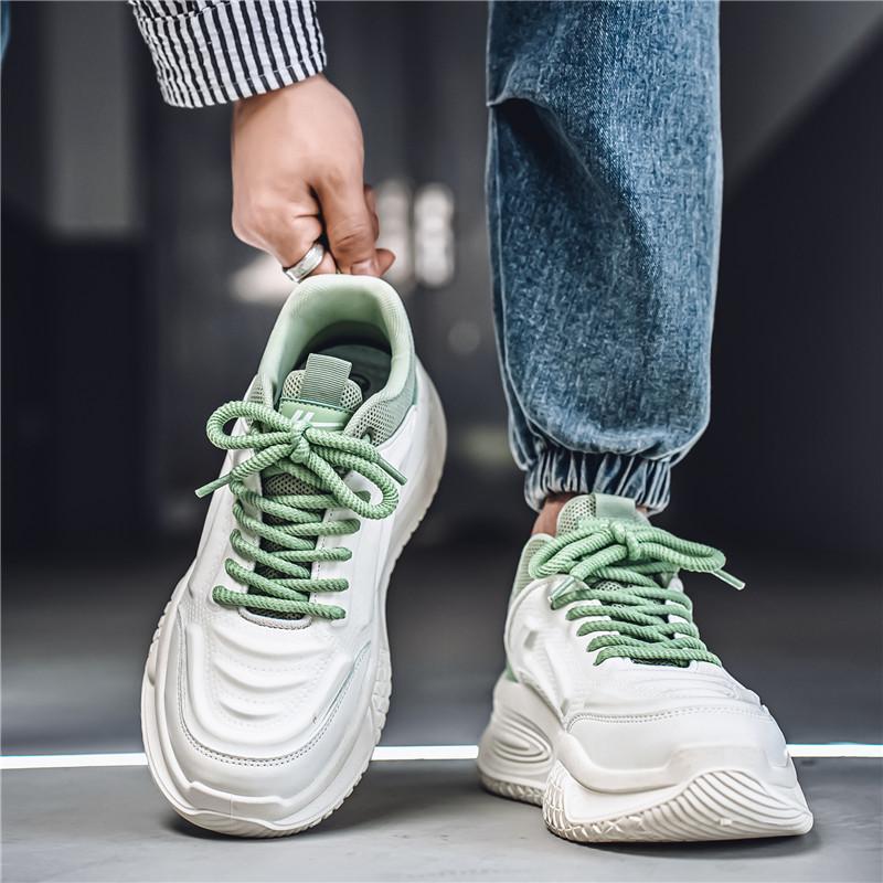 Warrior Casual Fashion Versatile Daily Commuting High Wrap Durability Lightweight Non-Slip Low-Top Dad Shoes Men Sneaker White Green WXY(S)-4681N01