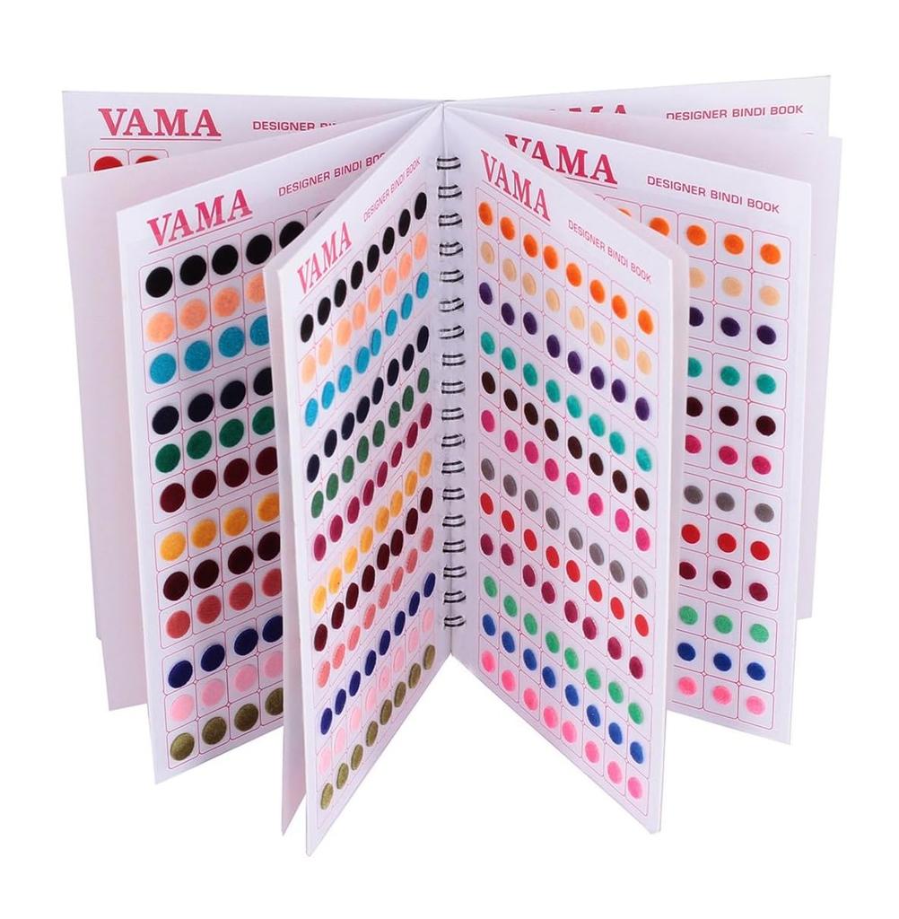 VAMA Premium Velvet Self-Adhesive Skin Simple Plain Round Multicolour Kumkum Sticker Bindiya Bindis Spiral Bindi Booklet for Women (Pack of 948 - B
