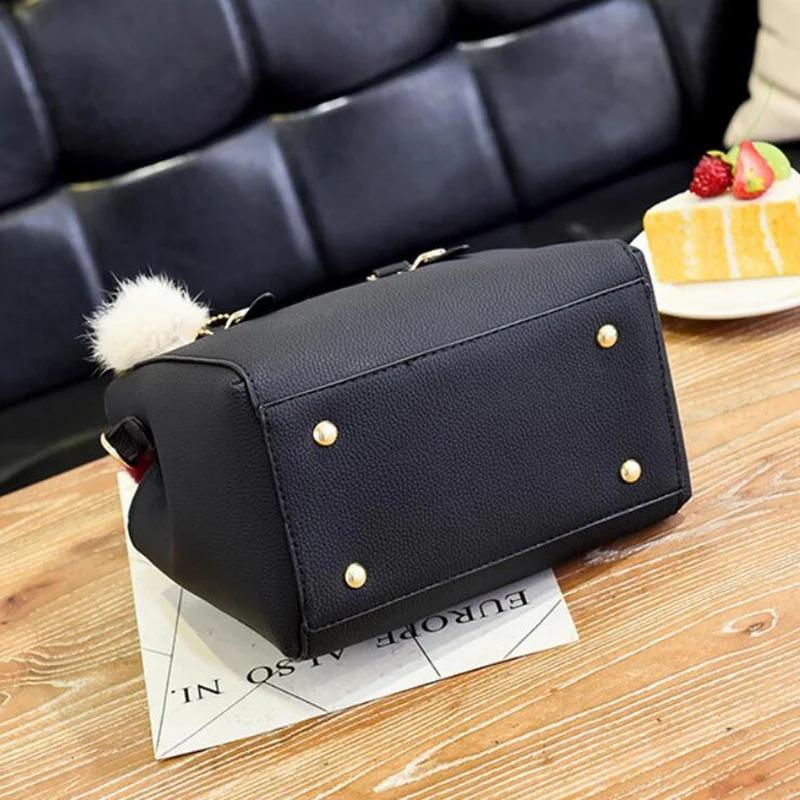 PU Leder Damen Handtaschen Frauen Vintage Geldbörse Plüsch Quaste Messenger Taschen Tote Boston Schulter Umhängetasche