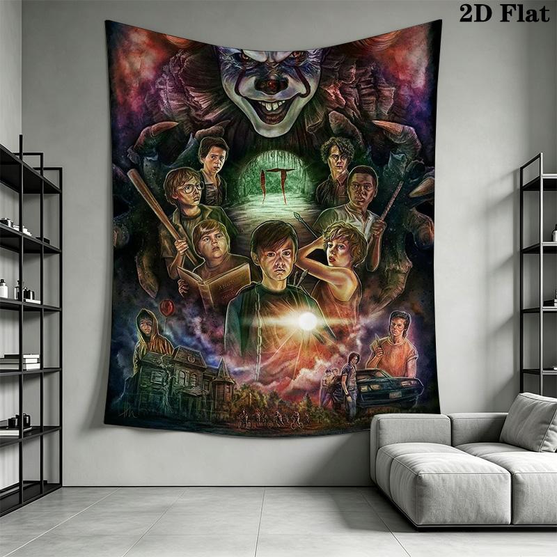 Creepy Clown Tapestry Spooky Room Tapestry Wallmounted Fashion Print Homestay Soft Decoration Tapestry Wall Decoration Home Decor