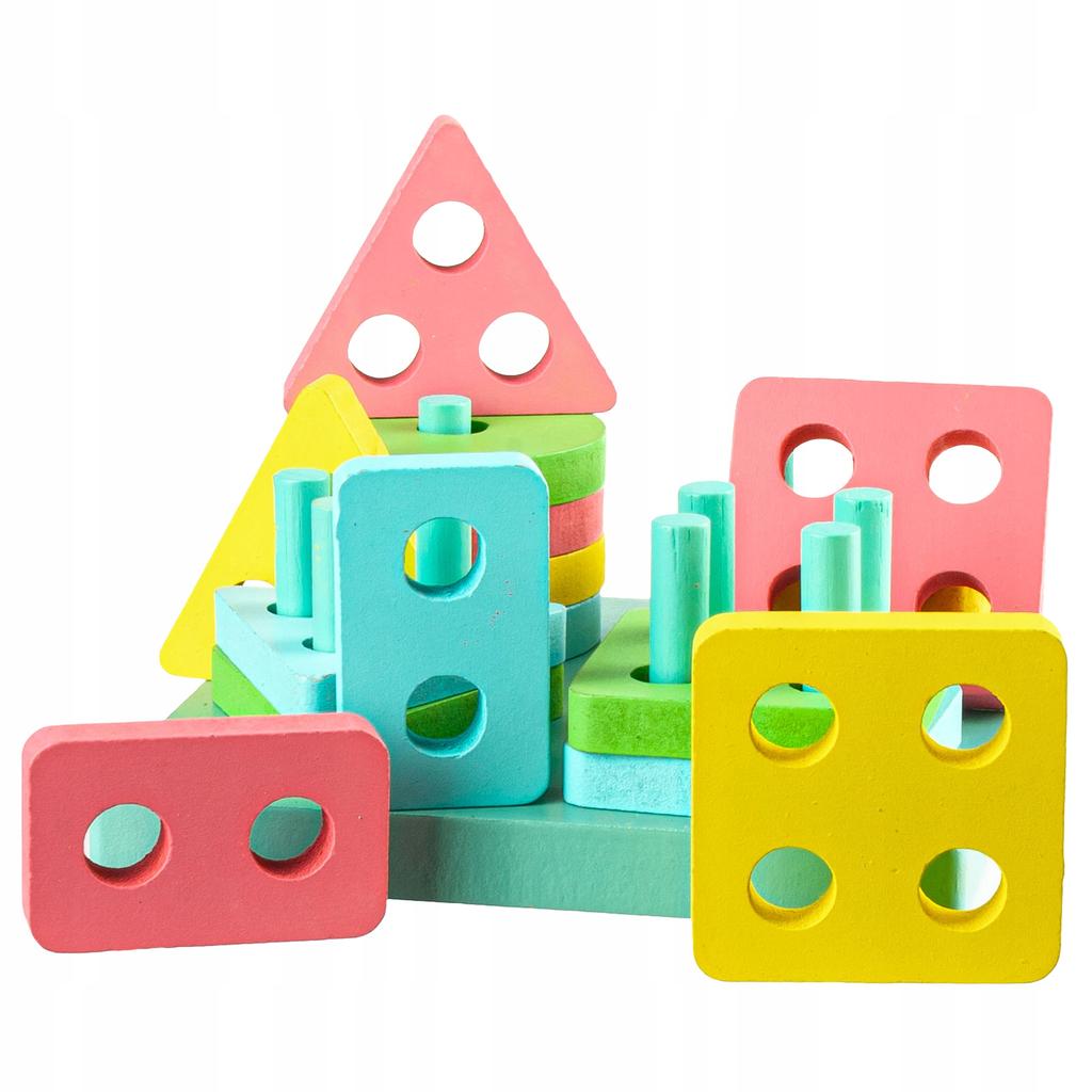 Wooden Blocks Eco Sorter Pastel Small Logical Puzzle