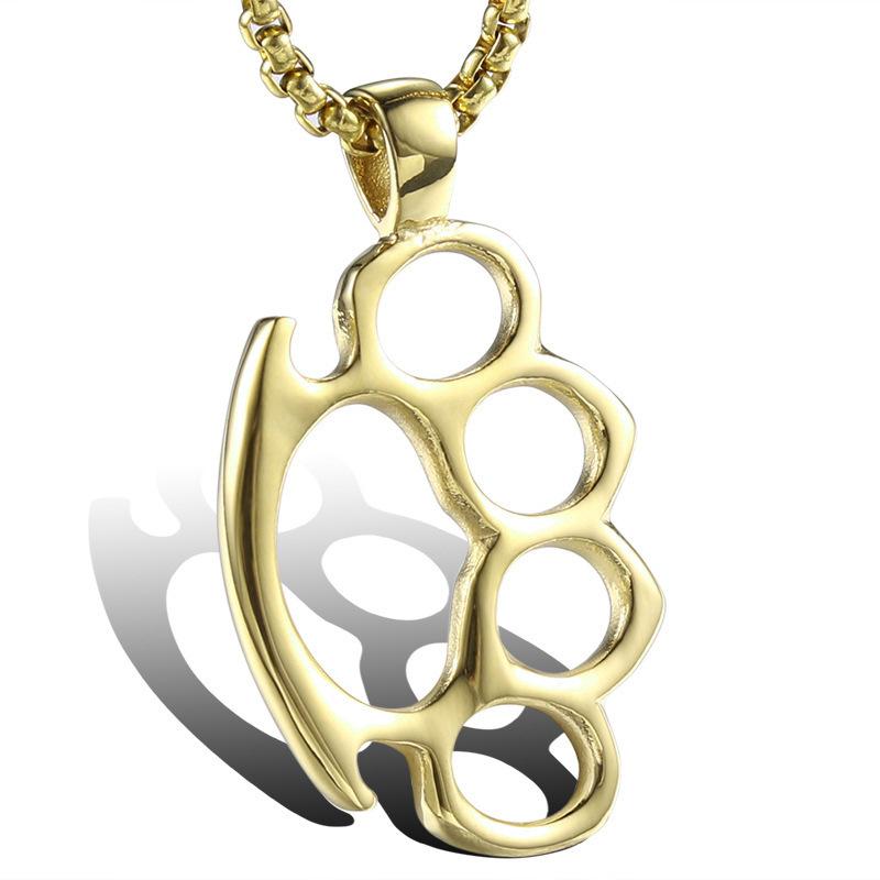 Personality Finger Cot Pendant Necklace For Men Women Hip Hop Style Stainless Steel Box Chain Trendy Neck Accessories Party Gift