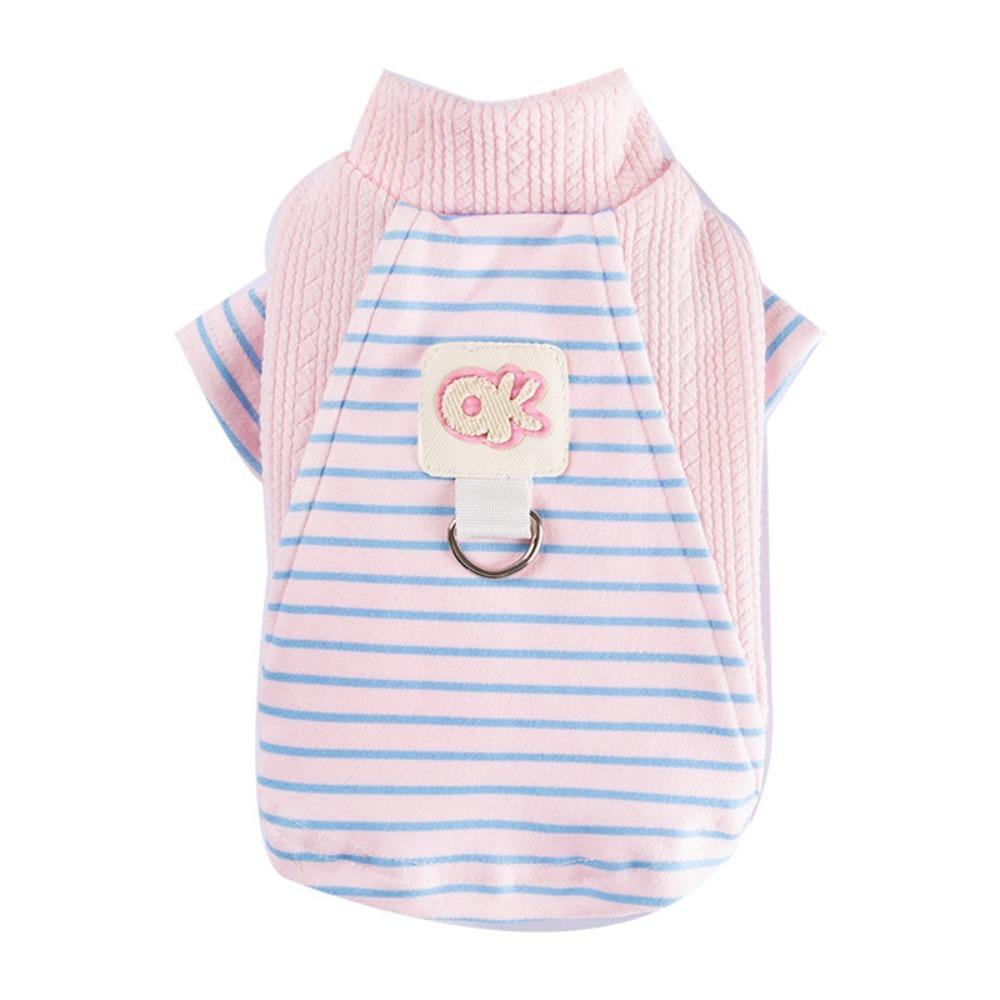 Casual Style Warm Puppy Striped Pullovers Comfortable with D-Ring Pet Vest Soft Dog Bottoming Shirt Outdoor Activities