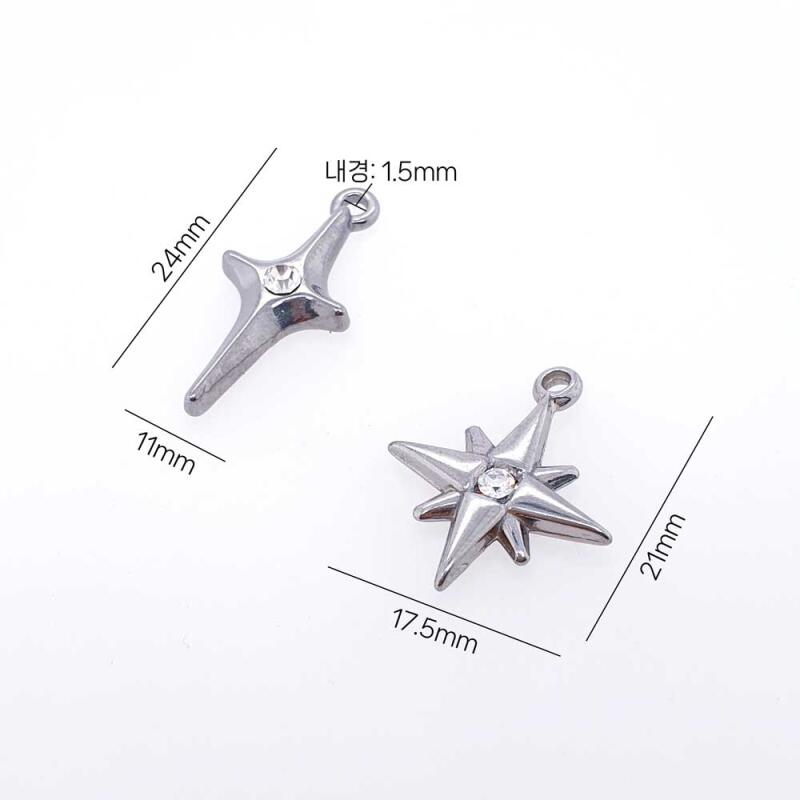 Surgical Steel Shining Star Cubic Pendant Accessory