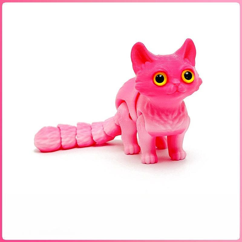 3D Printed Cats Movable Joint Fidget Toys Stress Relief Decompression Desktop Ornament Kid Figure