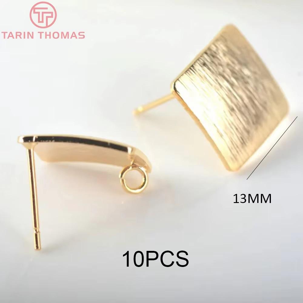 

(2625) Square 13x13MM 24K Gold Color Plated Brass Square Stud Earrings Pins High Quality Diy Jewelry Findings Accessories