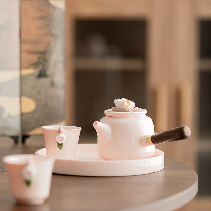 Rosa Blume Teetasse Handbemalte Keramik Teetassen Meistertasse Kleine Verkostungstasse Persönlicher Teebecher Zen Kung Fu Haushalts-Teeservice